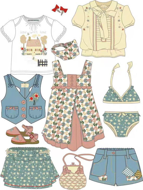 婴幼儿童装少童男女童装款式图cdr矢量模板...