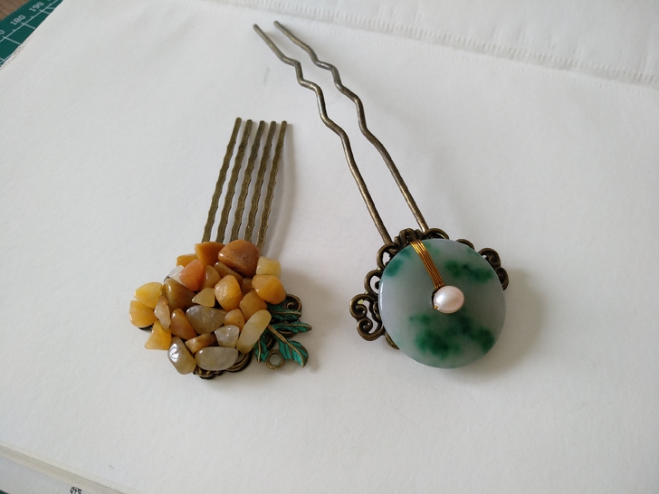 天然石发梳发簪 打包10元