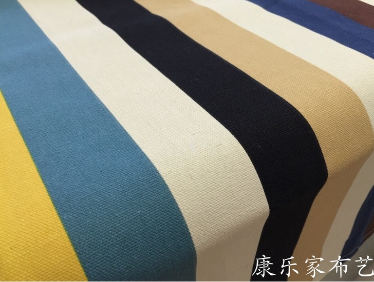 地中海风格宜家简约条纹加厚棉麻帆布餐桌布台...