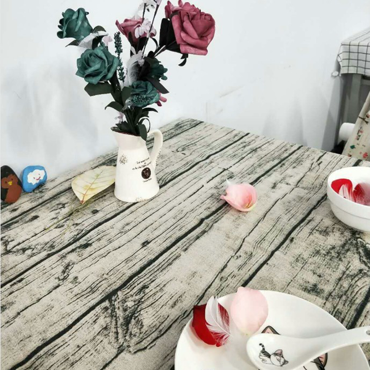 木纹桌布田园文艺复古风餐桌茶几艺棉麻台布布...