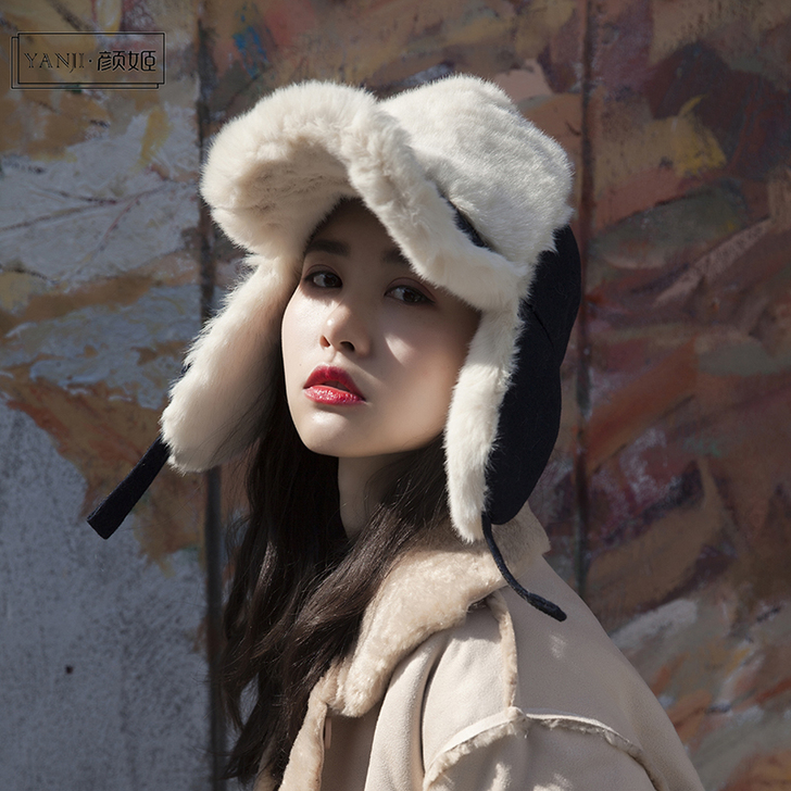 冬天加厚保暖护耳雷锋帽韩版新款羊羔毛飞行帽...