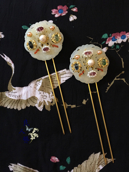 良人簪古典古风工艺品汉服配饰岫玉牌礼品端庄...