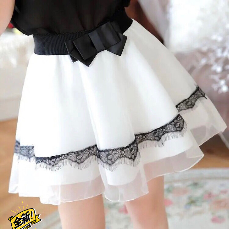 带安全裤蕾丝半身裙夏新款大码高腰欧根纱百褶...