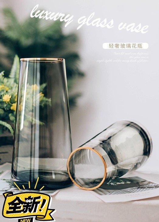 轻奢简约描金玻璃花瓶【全新包邮】