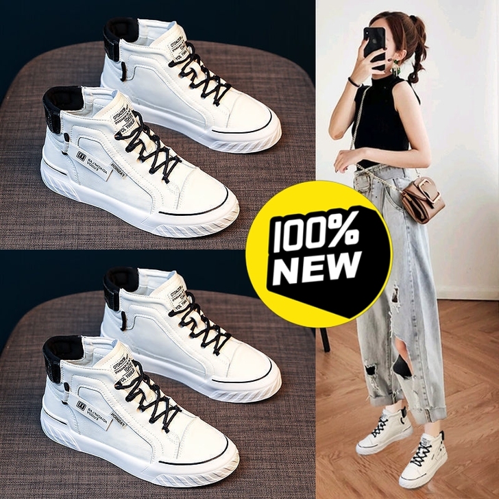 【特价】高帮女鞋2021年新款小白鞋秋季板...