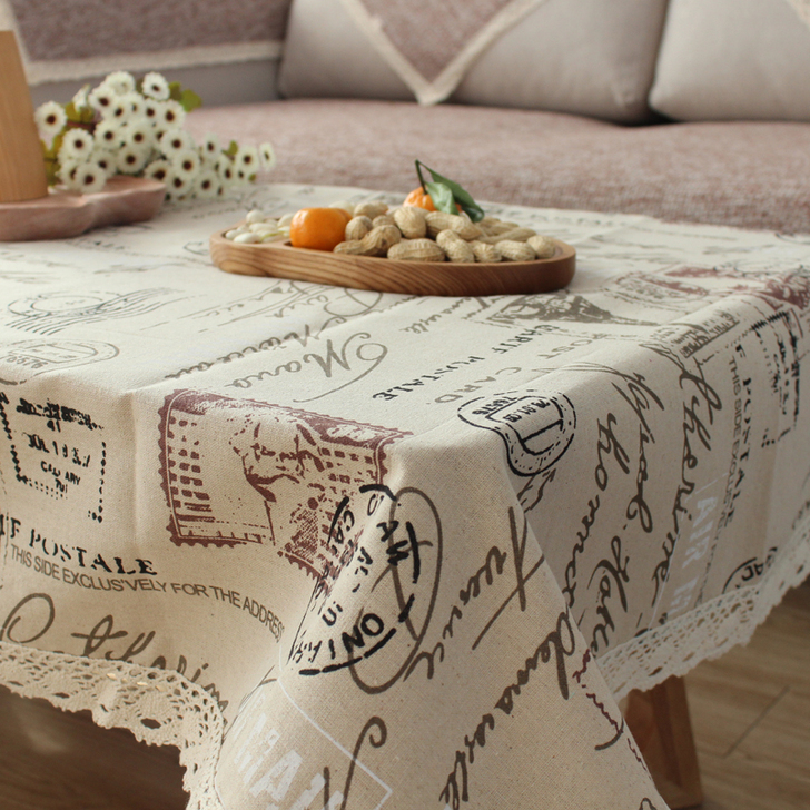 特价棉麻桌布田园亚麻台布餐桌小清新长方形茶...