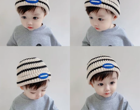 全新儿童毛线帽春秋冬婴儿针织帽韩版瓜皮帽宝...