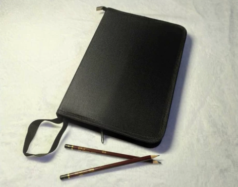 学生素描袋插笔袋收纳包对折画笔包折叠式帆布...