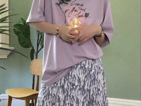 自制铅笔素描玫瑰短袖  棉的 淡紫色 全新...