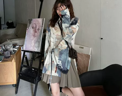 “谁打翻了调色盘”设计古着感印花复古 油画...