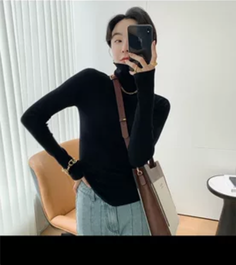 溯右 调色盘 美丽奴羊毛针织衫修身气质高领...