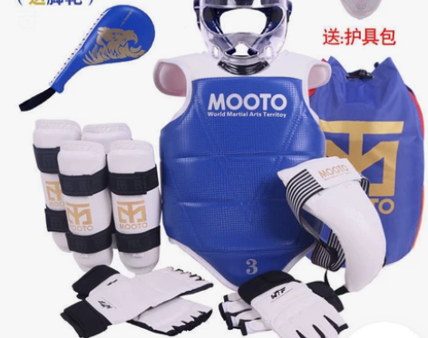 跆拳道护具 儿童跆拳道 蓝色 5件套 2号...
