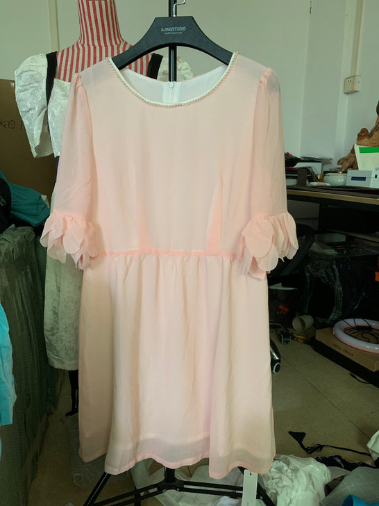 仙气飘飘粉丝雪纺连衣裙xl码特价不退换