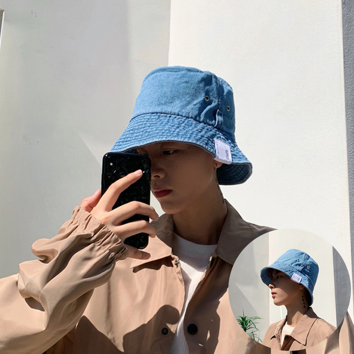 牛仔渔夫帽男学生防晒遮阳帽子男潮牌春夏季秋...