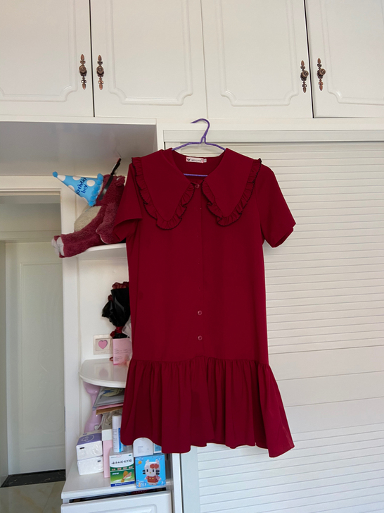 裙子仙女超仙森系荷叶领中长款连衣裙夏天雪纺...