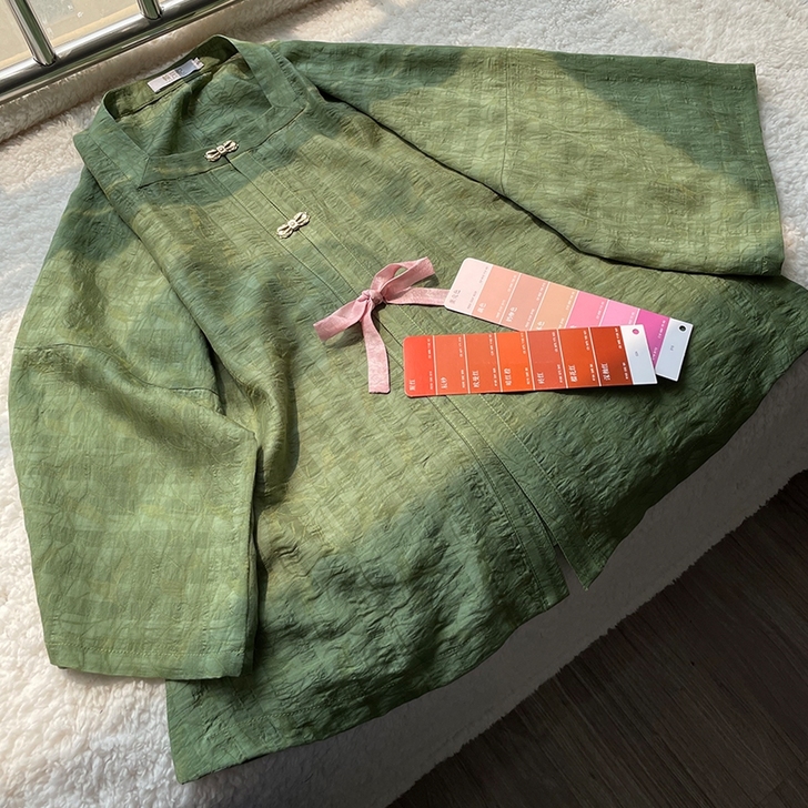 翰云纪明制方领半袖天丝提花暗纹短衫汉服