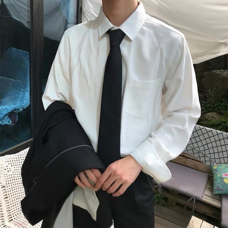 白衬衫男士长袖衬衣内搭免烫修身夏季西装休闲...