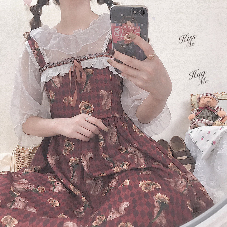 【出】一条无名酒红色连衣裙 全新吊牌在 实...