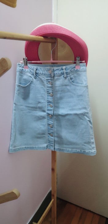 春秋牛仔短裙及膝裙Forever 21专柜...