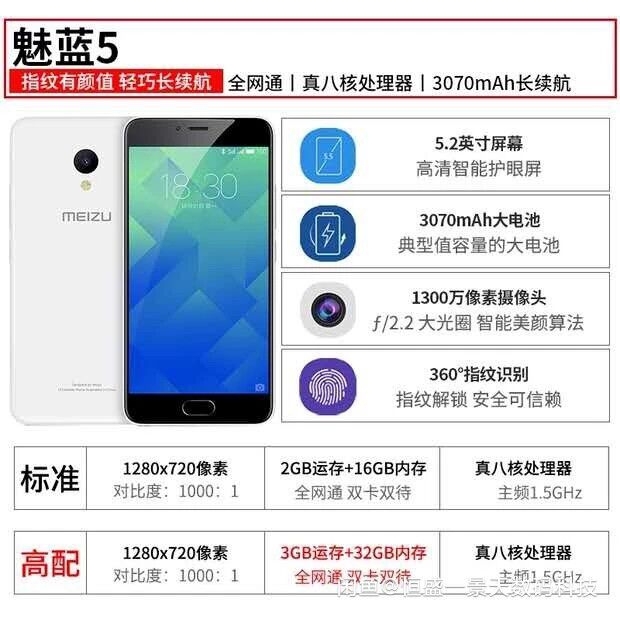 魅族5 运行3+32G 学生备用机 黑色