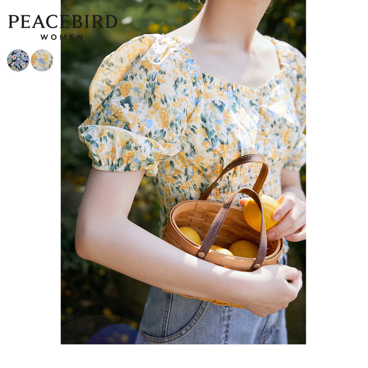 PEACEBIRD/太平鸟 蕾丝雪纺衫(简...