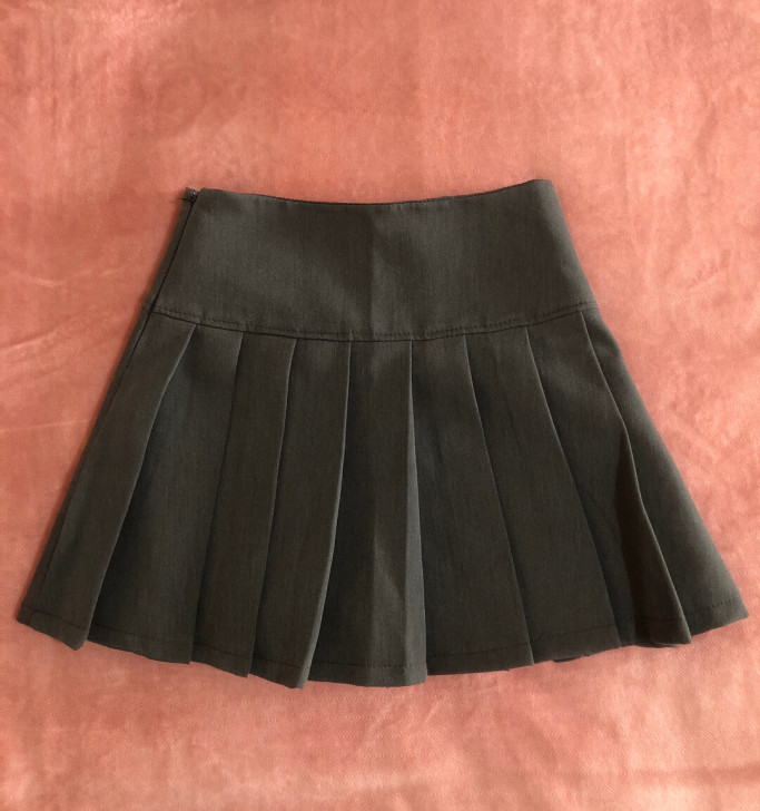 新款韩版灰色A字裙短裙高腰百褶裙  裙子内...