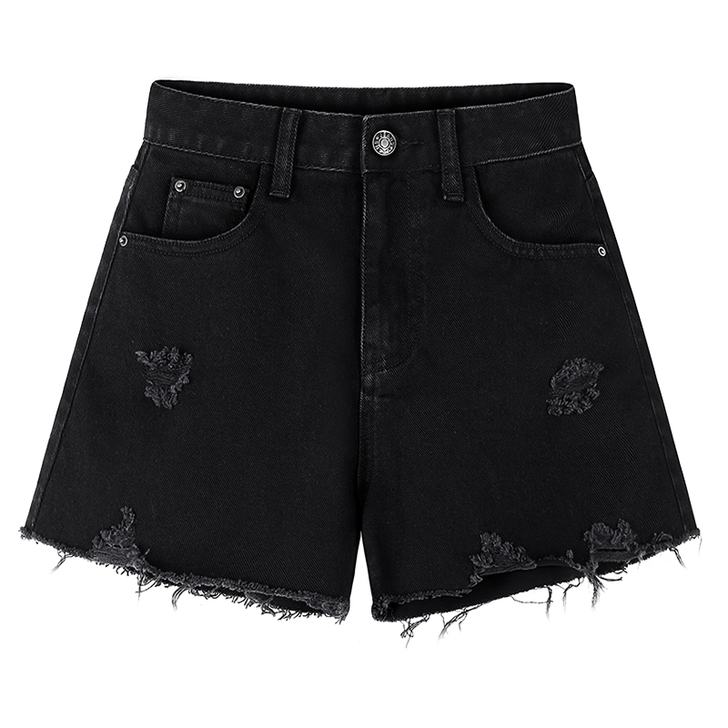 MG小象皮卡丘联名款破洞牛仔短裤女2019...