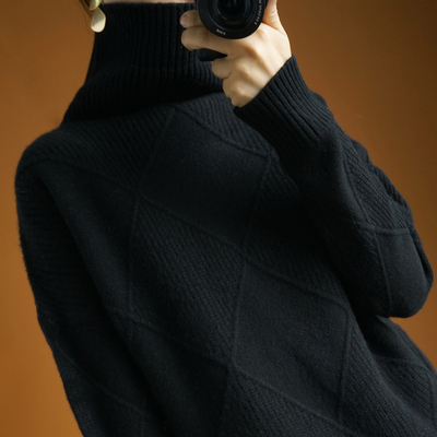 2019新款羊绒衫女高领100%纯羊毛衫加...