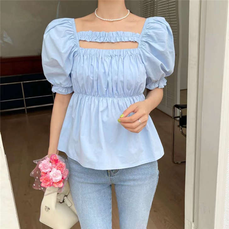 衬衫，蓝色，温柔小姐姐必备