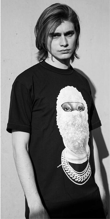 中国新说唱印花落肩袖t恤男夏装宽松短袖潮牌...