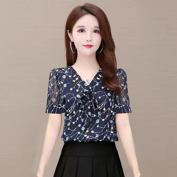 雪纺衫长袖单件女夏2021新款中年妈妈时髦...