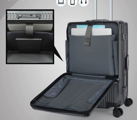 厂家仓库升级,行李箱前开口登机箱24寸大容...