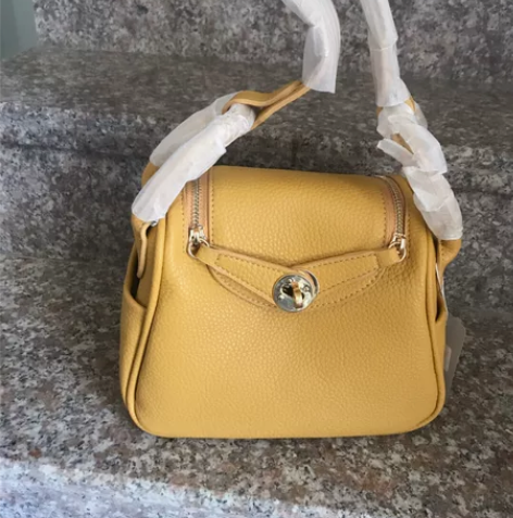 lindi琳迪包新款荔枝纹医生包牛皮迷你枕...