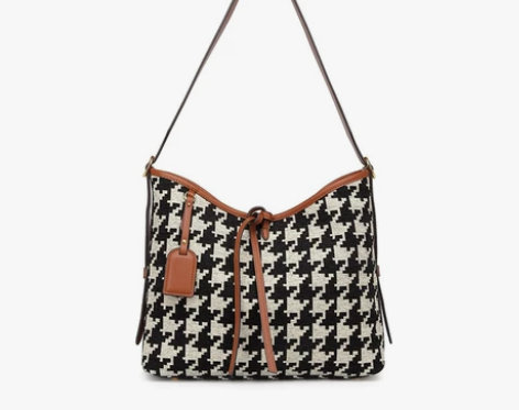 2022秋冬流行款千鸟格单肩斜挎大容量托特...