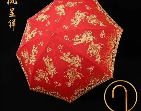 【88狂欢价】红伞结婚新娘伞红色出嫁雨伞中...