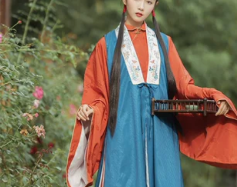 兰若庭 汉服 长比甲 双层 暗纹 绣花 明...