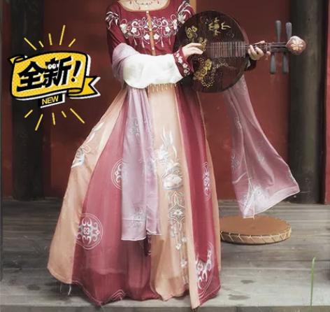 耀春花瑶归原创汉服女坦领三件套半臂齐腰襦裙...