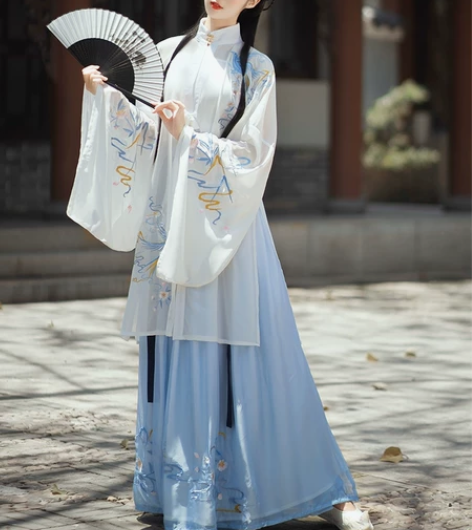 大刀出千韵岗汉服薄款明制立领全套 大袖衫+...