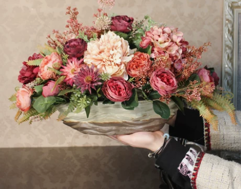 轻奢仿真花艺摆件套装复古假花装饰花绢花