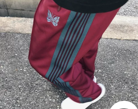 老夫子 needles 酒红色 蝴蝶裤刺绣...