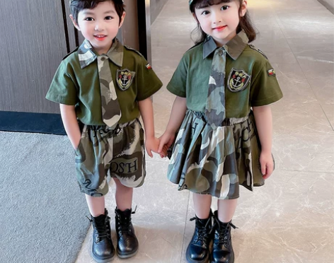 儿童迷彩服套装军装特种兵夏季男女童军训衣服...