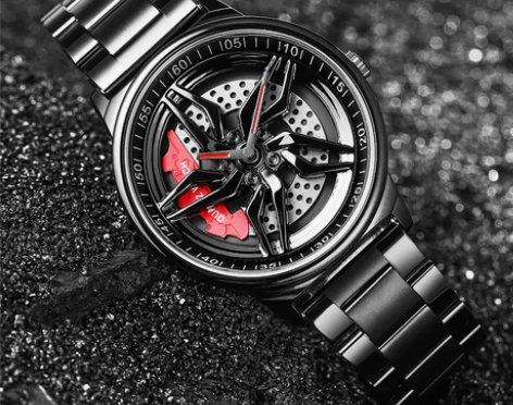 te轮毂手表男士37旋转镂空立体卡钳汽车概...