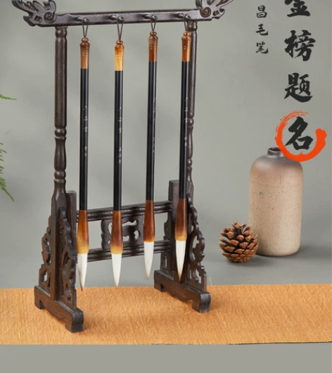 挂毛笔架中式摆件实木 笔架+4支毛笔，一个...