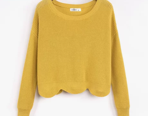 诗曼朵2017春季薄款宽松毛衣下摆波浪百搭...