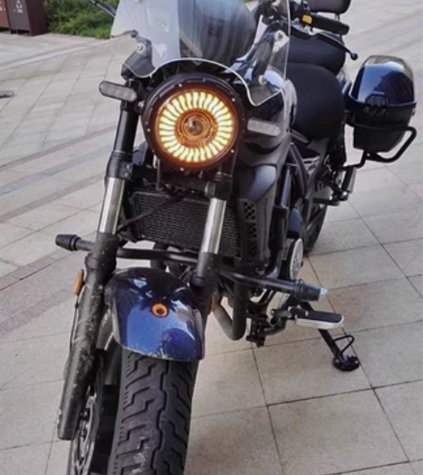 豪爵TR300大灯改装圆灯LED贝纳利50...