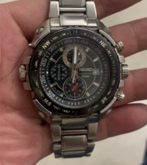 少见精工大表径石英手表，YM92A石英机芯...