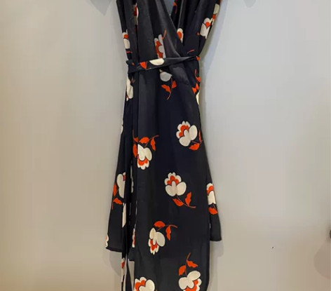 法式围裹雪纺短袖连衣裙 海淘的，我太胖 一...