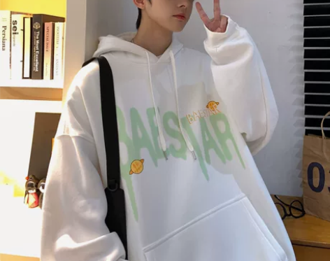 涂鸦印花连帽卫衣男2021春秋季新款嘻哈街...