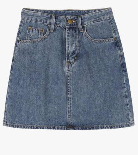 仔半身裙女初秋高腰显瘦裙子港风水洗A字裙气...