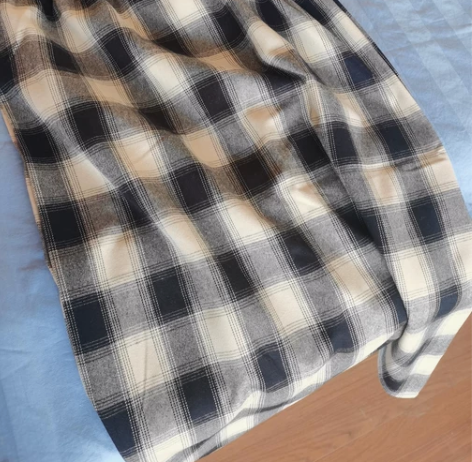 开叉格子半身裙秋冬季女中长款高腰a字裙20...